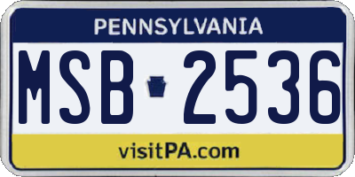 PA license plate MSB2536
