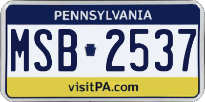 PA license plate MSB2537