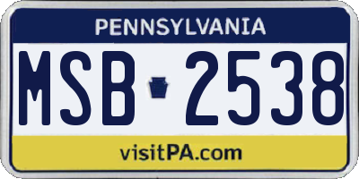 PA license plate MSB2538