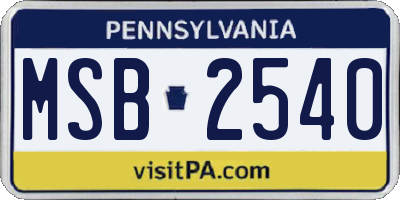 PA license plate MSB2540