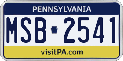 PA license plate MSB2541