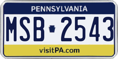 PA license plate MSB2543