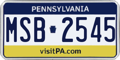 PA license plate MSB2545