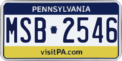 PA license plate MSB2546