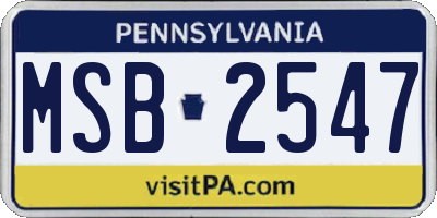PA license plate MSB2547