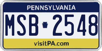PA license plate MSB2548
