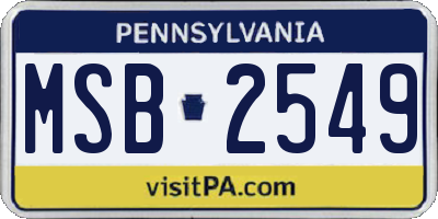 PA license plate MSB2549