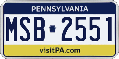 PA license plate MSB2551