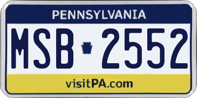 PA license plate MSB2552