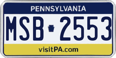 PA license plate MSB2553