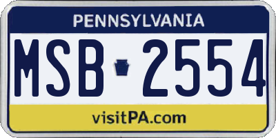 PA license plate MSB2554
