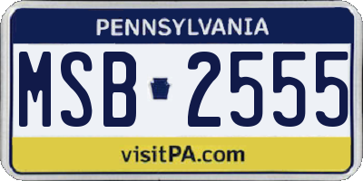 PA license plate MSB2555