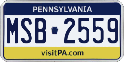 PA license plate MSB2559