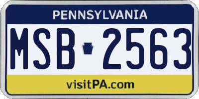 PA license plate MSB2563