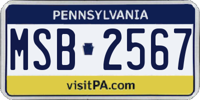 PA license plate MSB2567