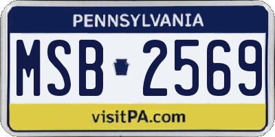 PA license plate MSB2569