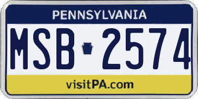 PA license plate MSB2574