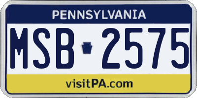 PA license plate MSB2575