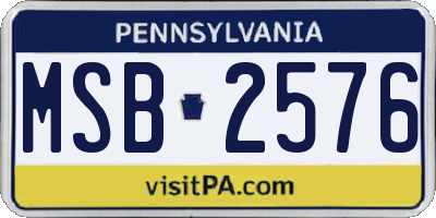 PA license plate MSB2576