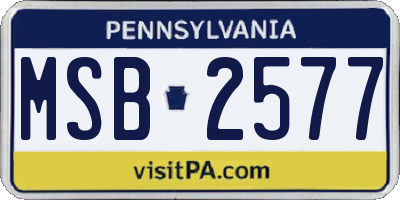 PA license plate MSB2577