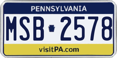 PA license plate MSB2578