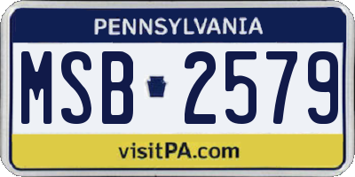 PA license plate MSB2579