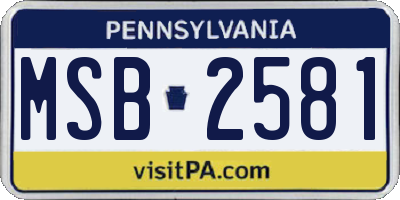 PA license plate MSB2581