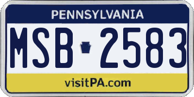PA license plate MSB2583