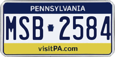 PA license plate MSB2584