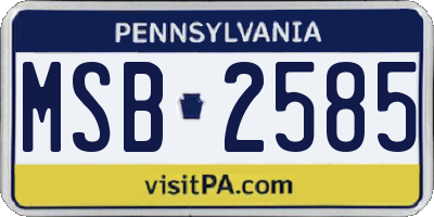 PA license plate MSB2585