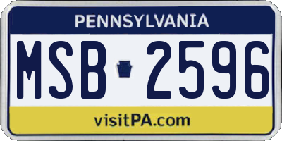 PA license plate MSB2596