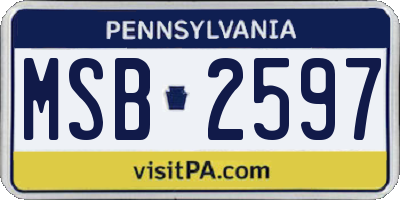 PA license plate MSB2597