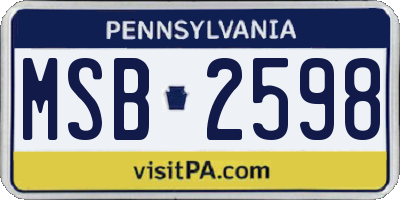 PA license plate MSB2598