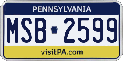 PA license plate MSB2599
