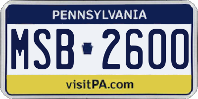 PA license plate MSB2600