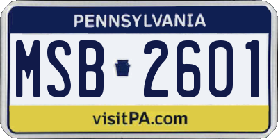 PA license plate MSB2601