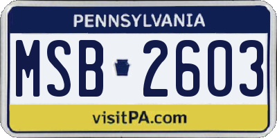 PA license plate MSB2603