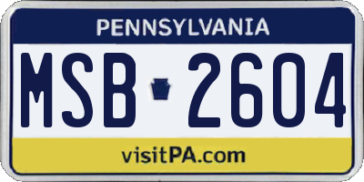 PA license plate MSB2604