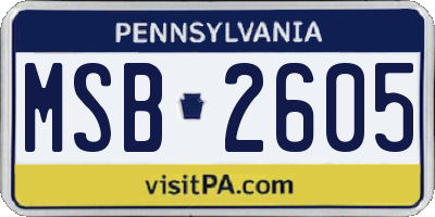 PA license plate MSB2605