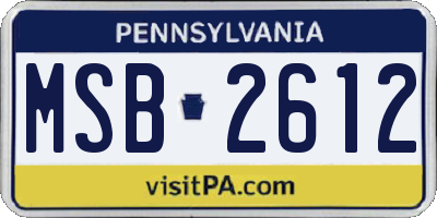 PA license plate MSB2612