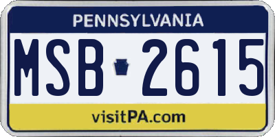 PA license plate MSB2615