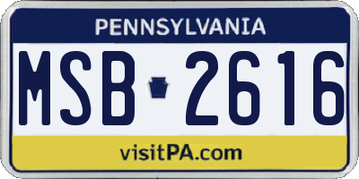 PA license plate MSB2616