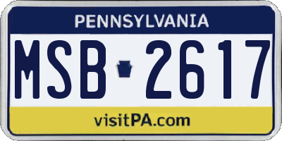 PA license plate MSB2617