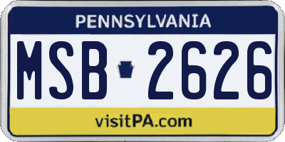 PA license plate MSB2626