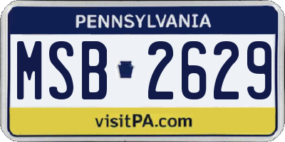 PA license plate MSB2629