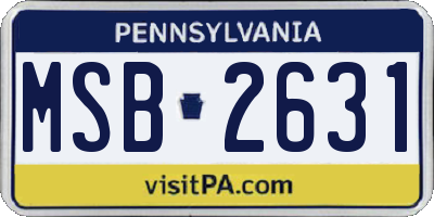 PA license plate MSB2631
