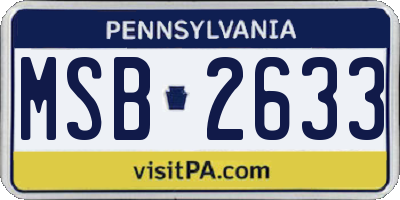 PA license plate MSB2633