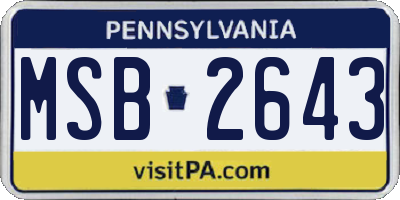 PA license plate MSB2643