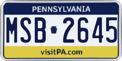 PA license plate MSB2645