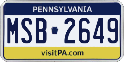 PA license plate MSB2649